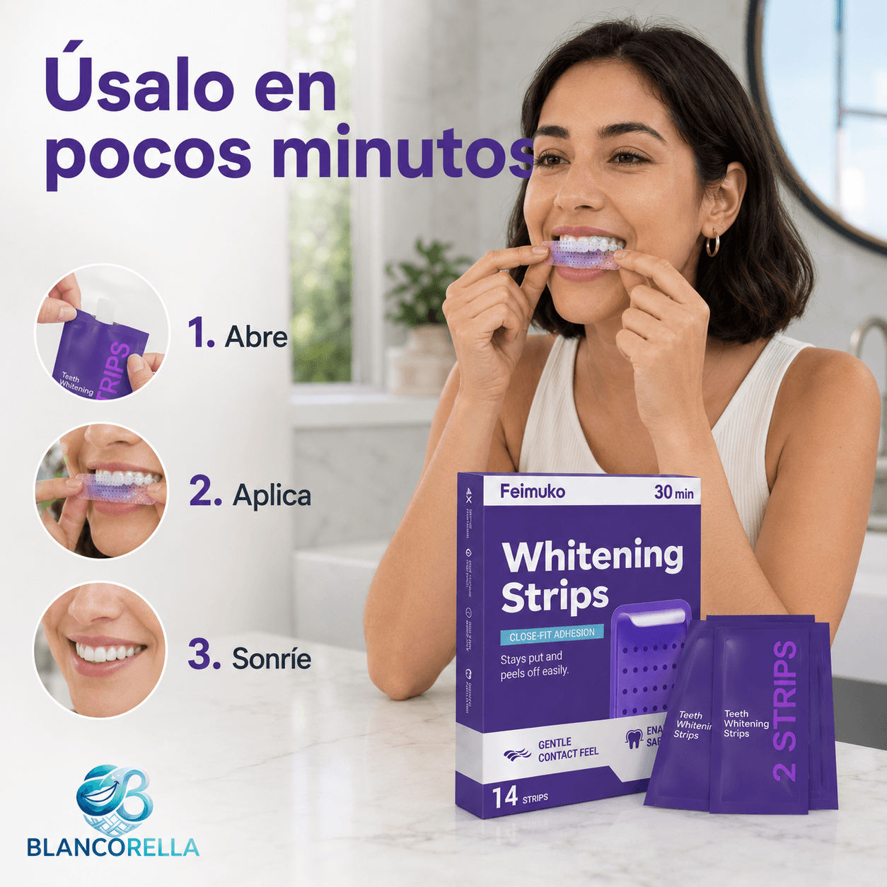 Blancorella®: Las tiras blanqueadoras adherentes que remueven manchas de tus dientes al instante.