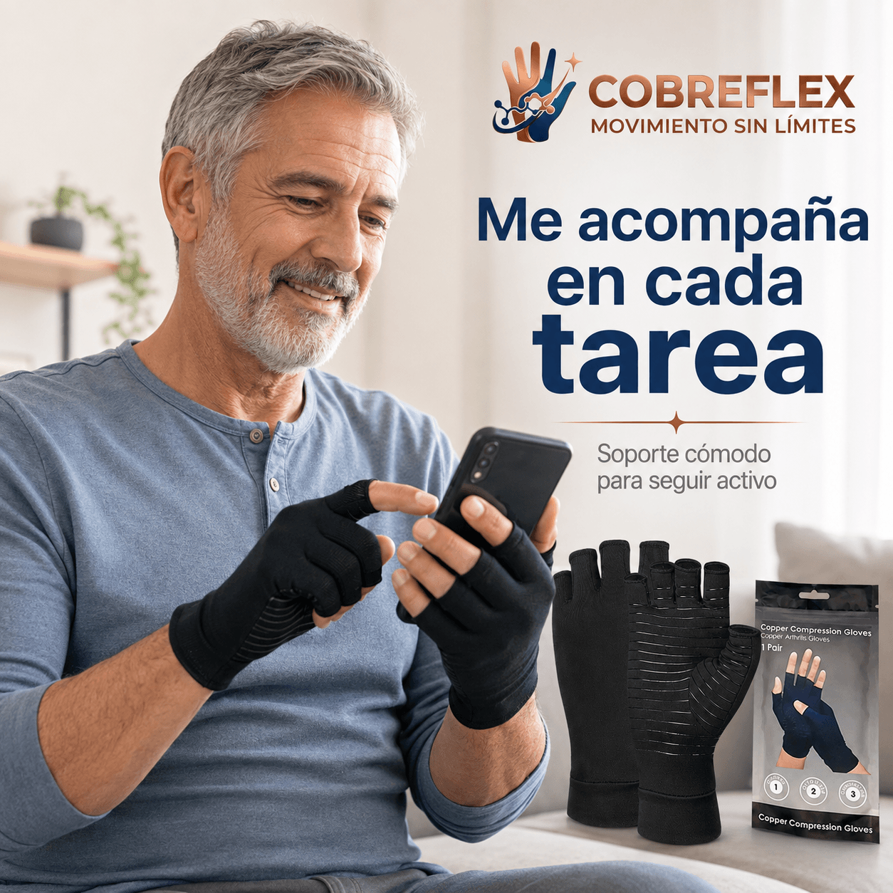 COBREFLEX®: Los guantes de compresión de cobre que alivian la rigidez de tus manos al instante.