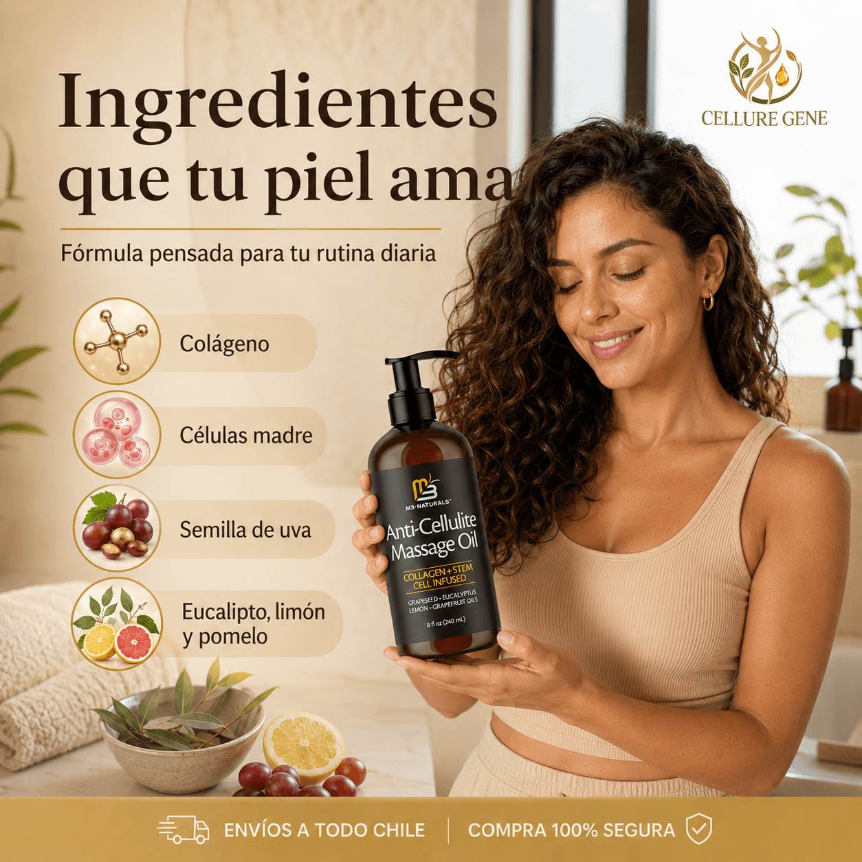 CELLURE GENE®: El aceite con colágeno y células madre que reafirma tu piel y combate la celulitis al instante.