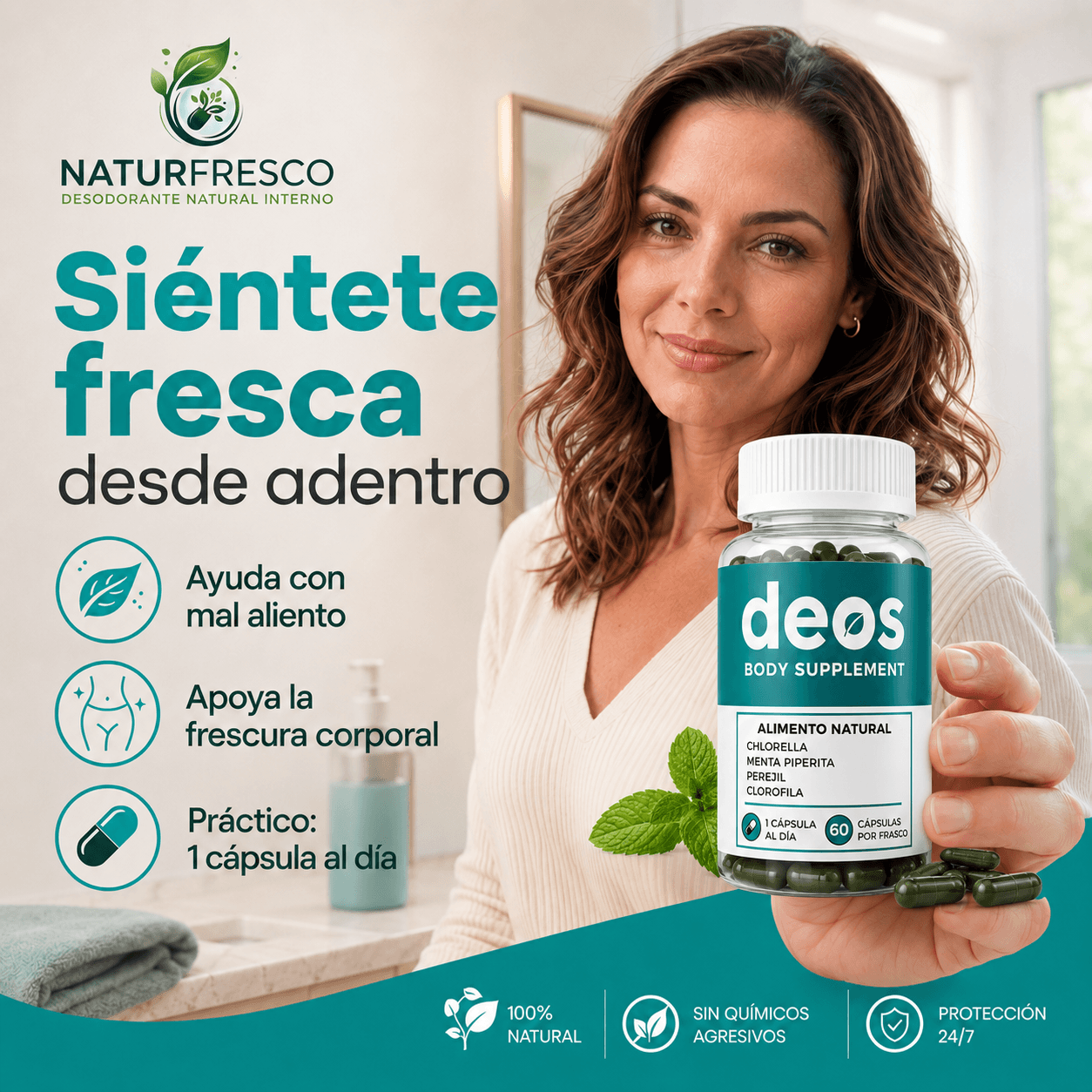 NATURFRESCO®: El desodorante interno en cápsulas que neutraliza el mal olor corporal al instante.