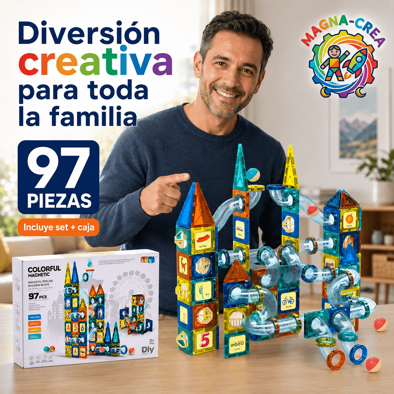 MAGNA-CREA®: El set de 97 bloques magnéticos que estimula la creatividad y diversión de tus hijos al instante.