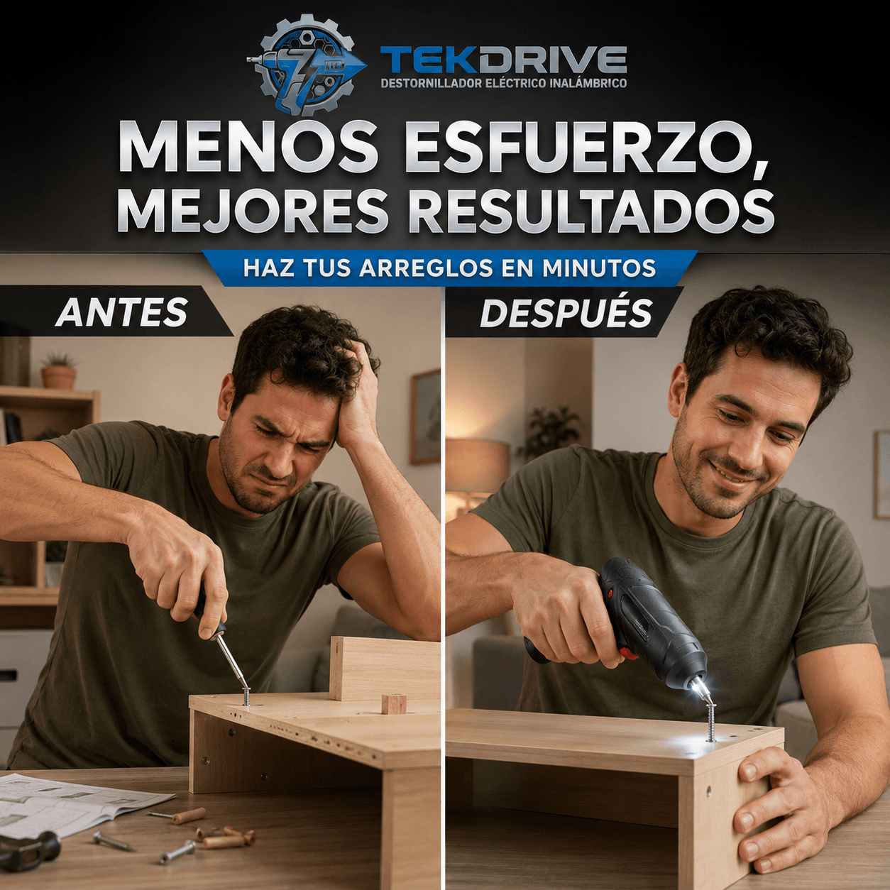 TEKDRIVE®: El destornillador eléctrico inalámbrico que facilita tus reparaciones en casa al instante.