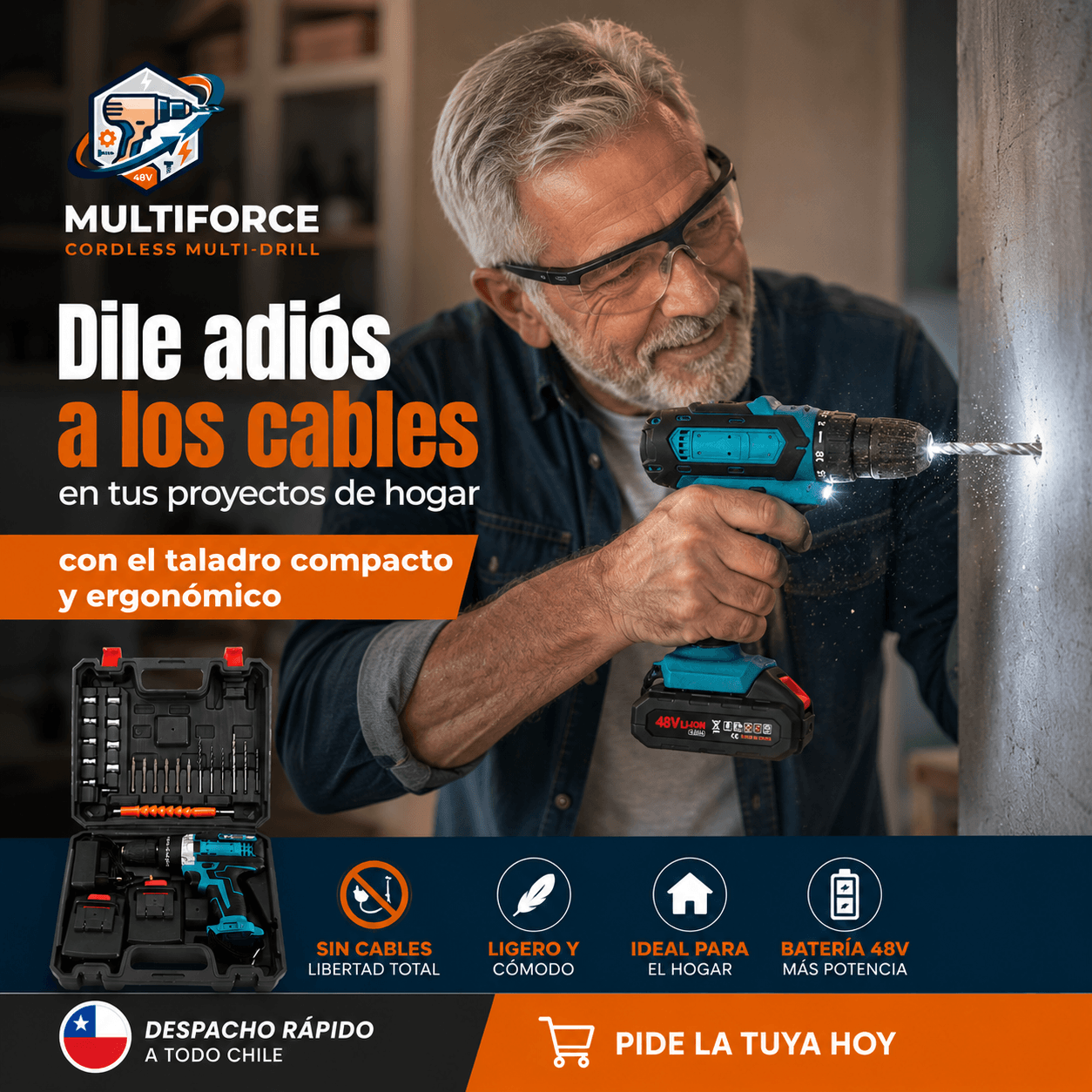 MULTIFORCE®: El taladro inalámbrico de 48 V que perfora madera y acero con máxima precisión.