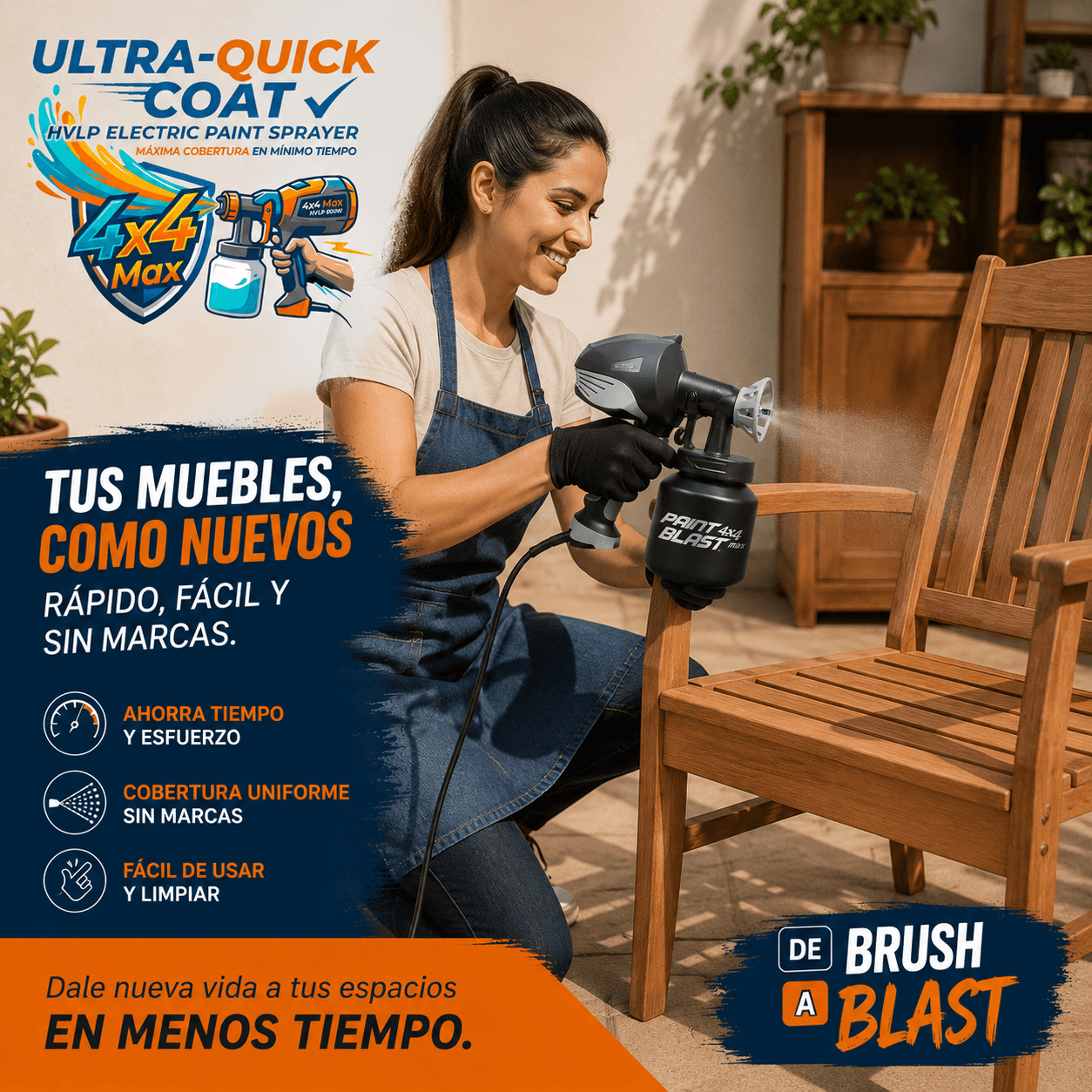 UltraQuickCoat®: La pistola de pintar eléctrica de 600W que ofrece máxima cobertura con mínimo esfuerzo.