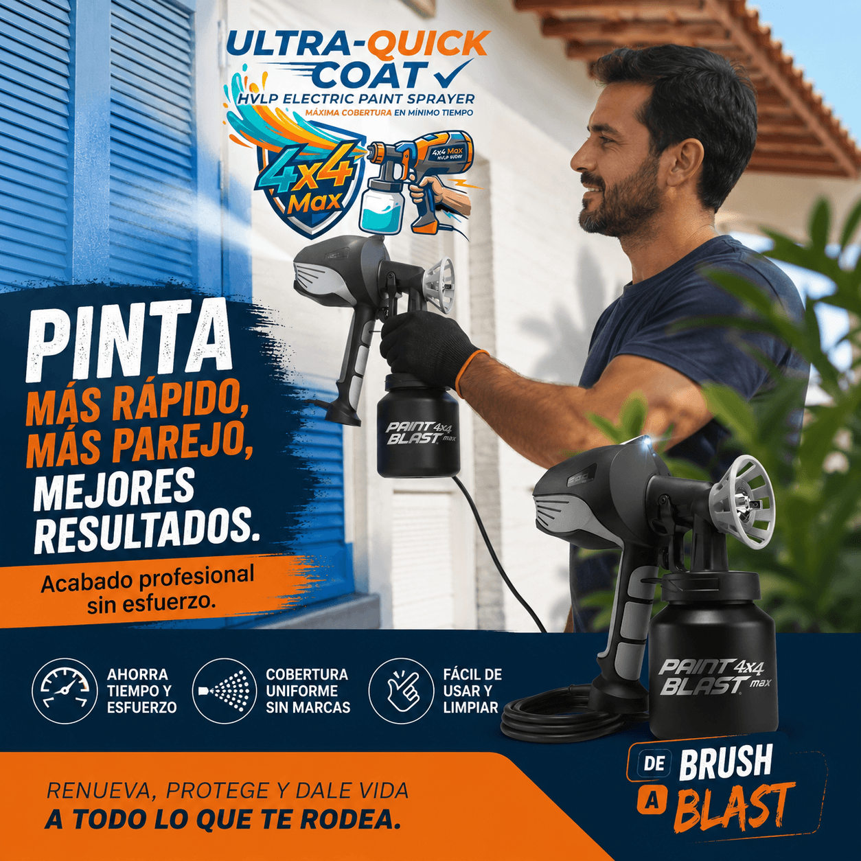 UltraQuickCoat®: La pistola de pintar eléctrica de 600W que ofrece máxima cobertura con mínimo esfuerzo.