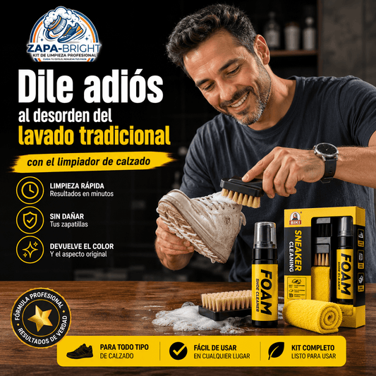 ZAPA-BRIGHT®: El kit de espuma activa y cepillo que mantiene tus zapatillas limpias y renovadas.