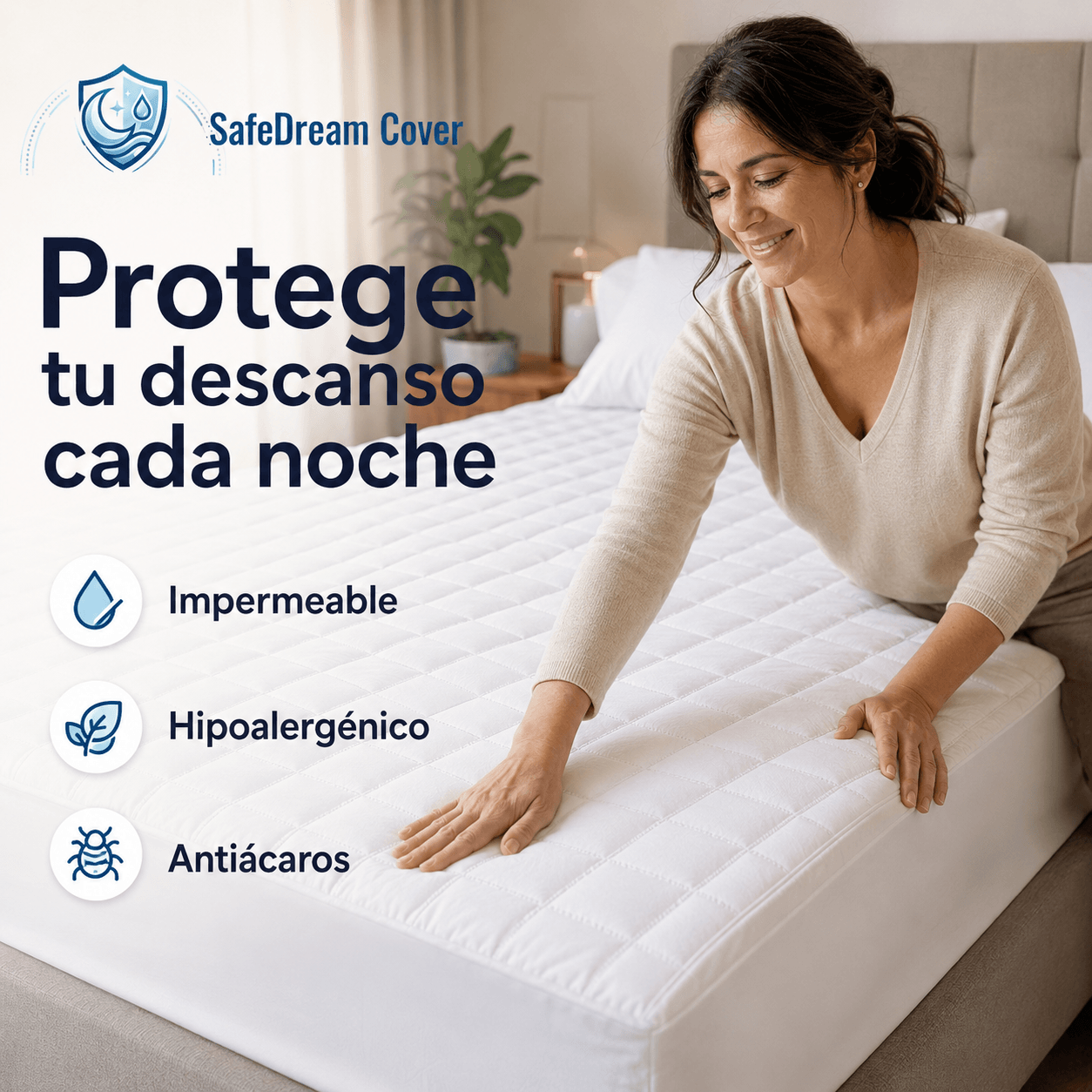 SAFEDREAM COVER®: El protector impermeable y acolchado que cuida tu colchón de todo derrame al instante.