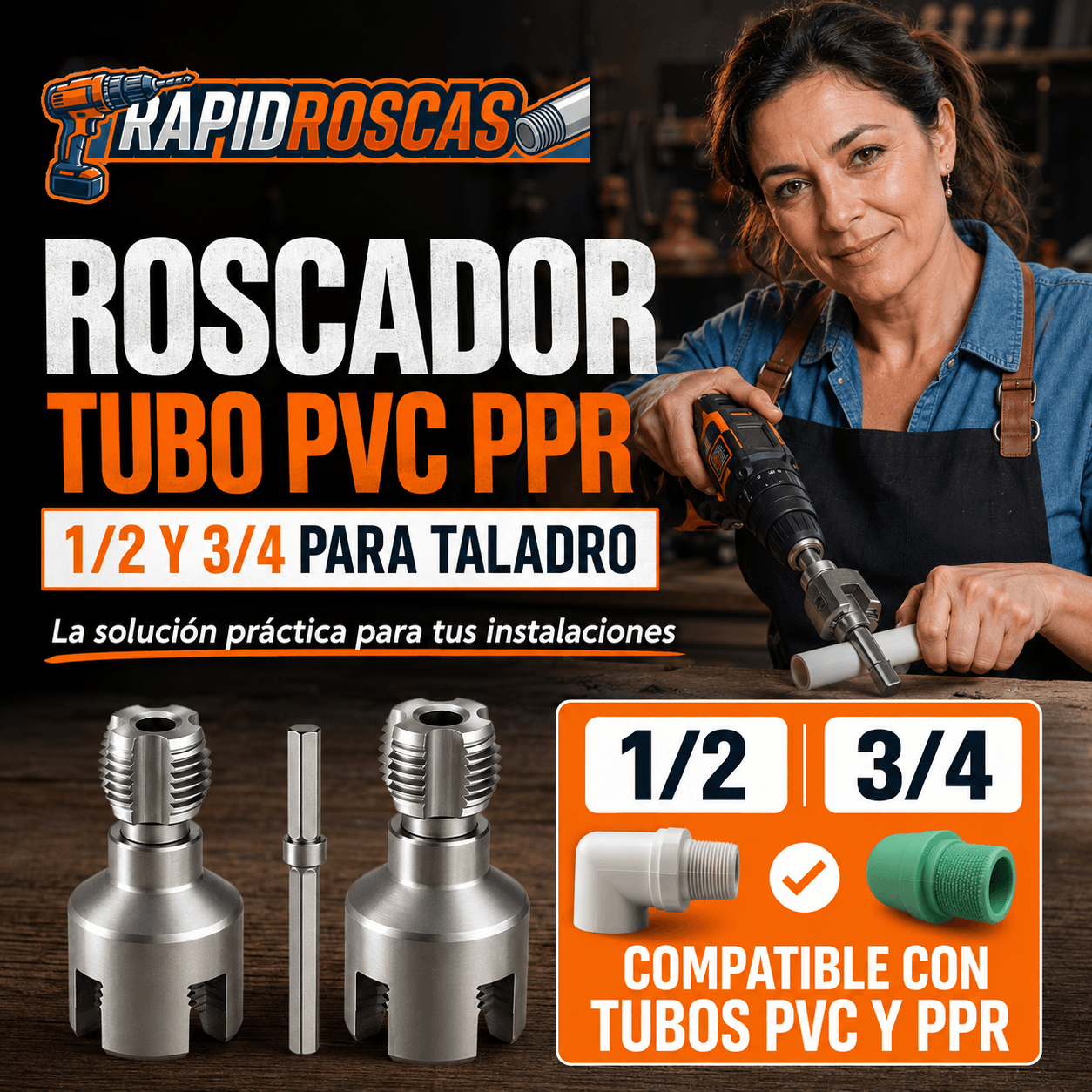 RAPIDROSCAS®: El adaptador para taladro que te permite hacer hilos en tubos de PVC al instante.