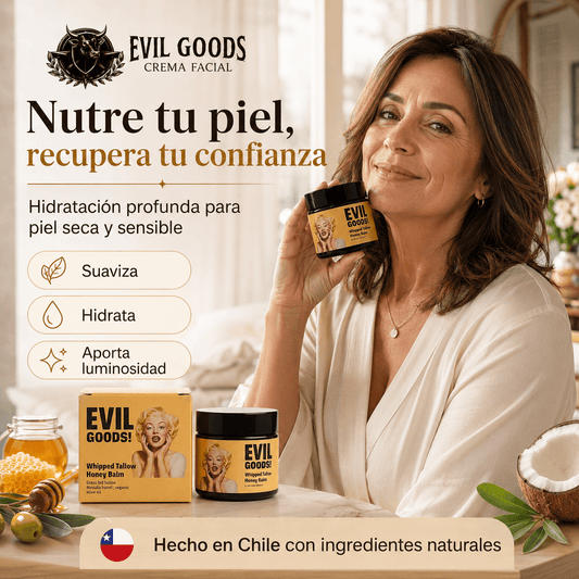 EVIL GOODS®: El bálsamo facial de sebo de res que entrega una hidratación profunda al instante.