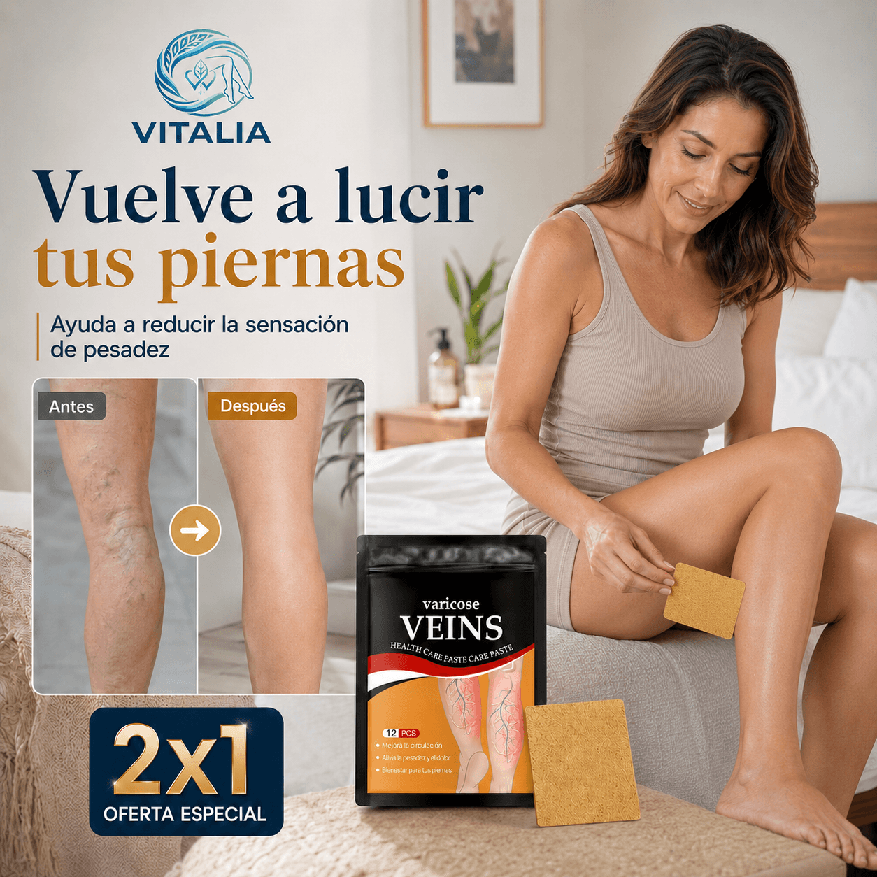 VITALIA® 2X1: El pack de parches que entrega un alivio y descanso inmediato a tus piernas.