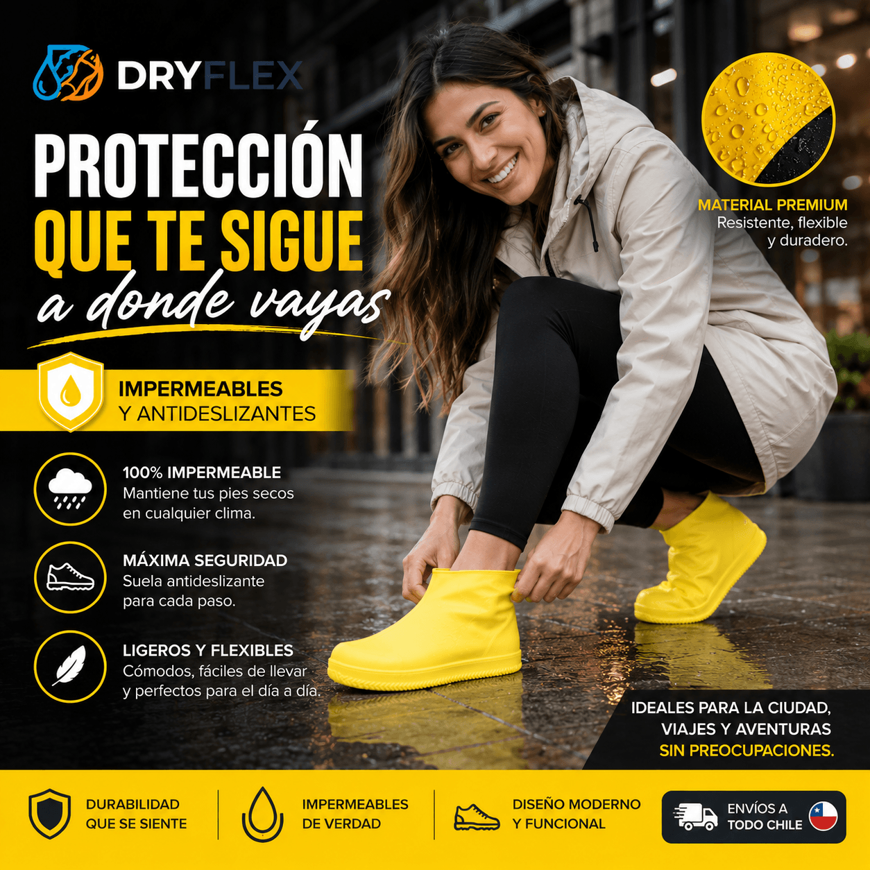 DRYFLEX®: El cubre zapatos impermeable de silicona elástica que mantiene tus pies siempre secos. OFERTA 2x1