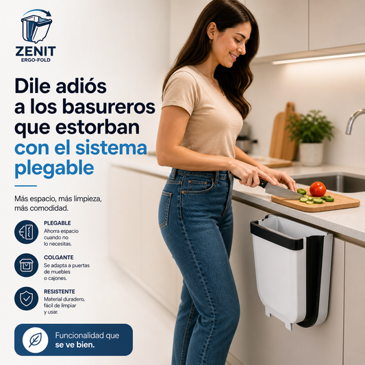 ZENIT®️: El basurero plegable que revoluciona el espacio en tu cocina.