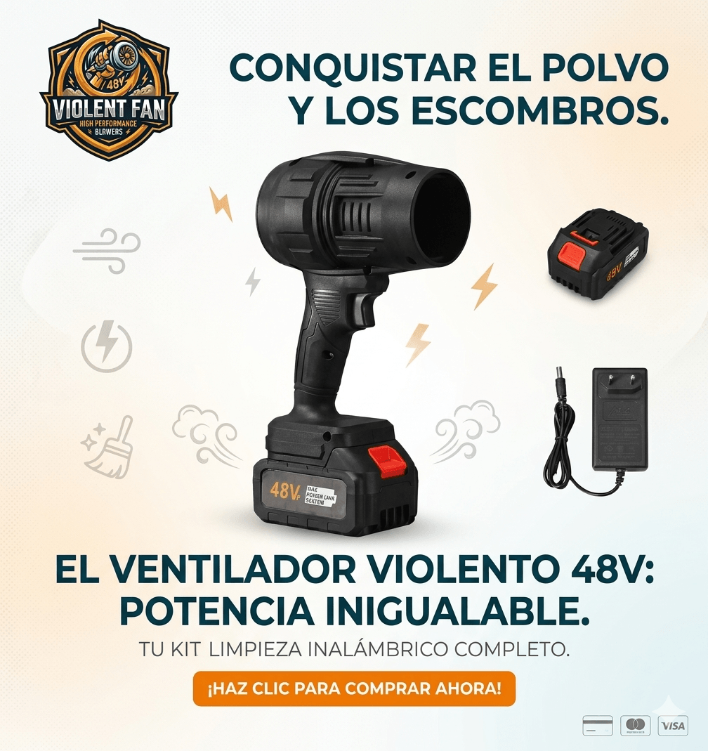 VIOLENT FAN®: El soplador turbo inalámbrico con 2 baterías de 48V que despeja tu patio en segundos.