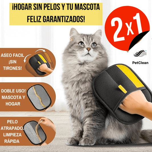 PetClean®️- Guante de Aseo 2-en-1. Dile adiós al pelo de tu mascota en muebles y ropa!