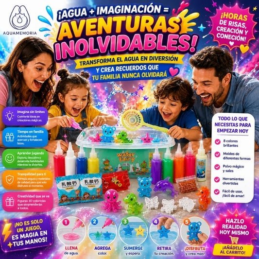 AQUAMEMORIA®️: Crea figuras mágicas de gel que cobran vida en el agua.