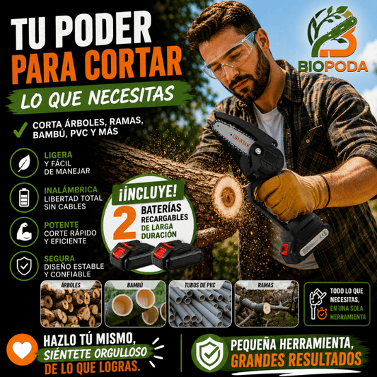 BIOPODA®️: La Mini Sierra 48V que transforma el cuidado de tu jardín.