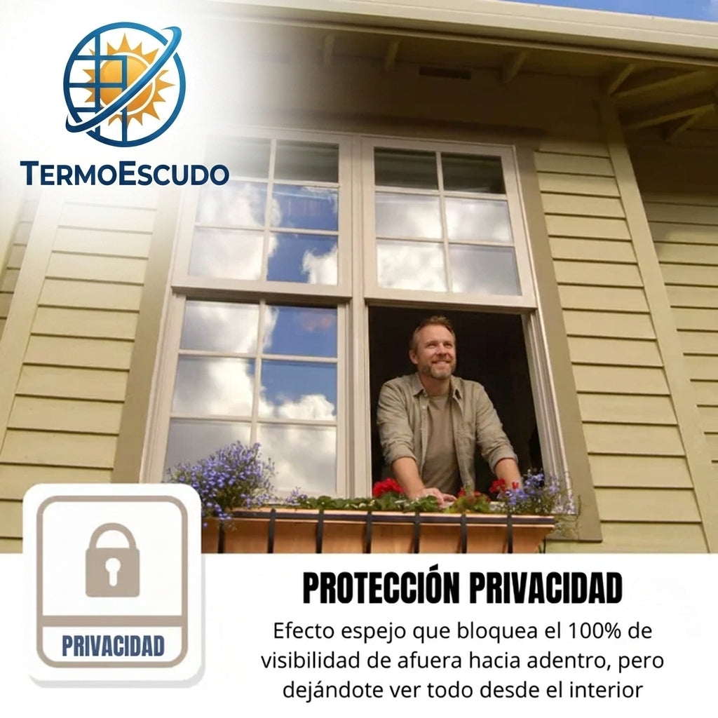 TermoEscudo®️ - Refresque su hogar y proteja sus muebles con el vinil UV efecto espejo.