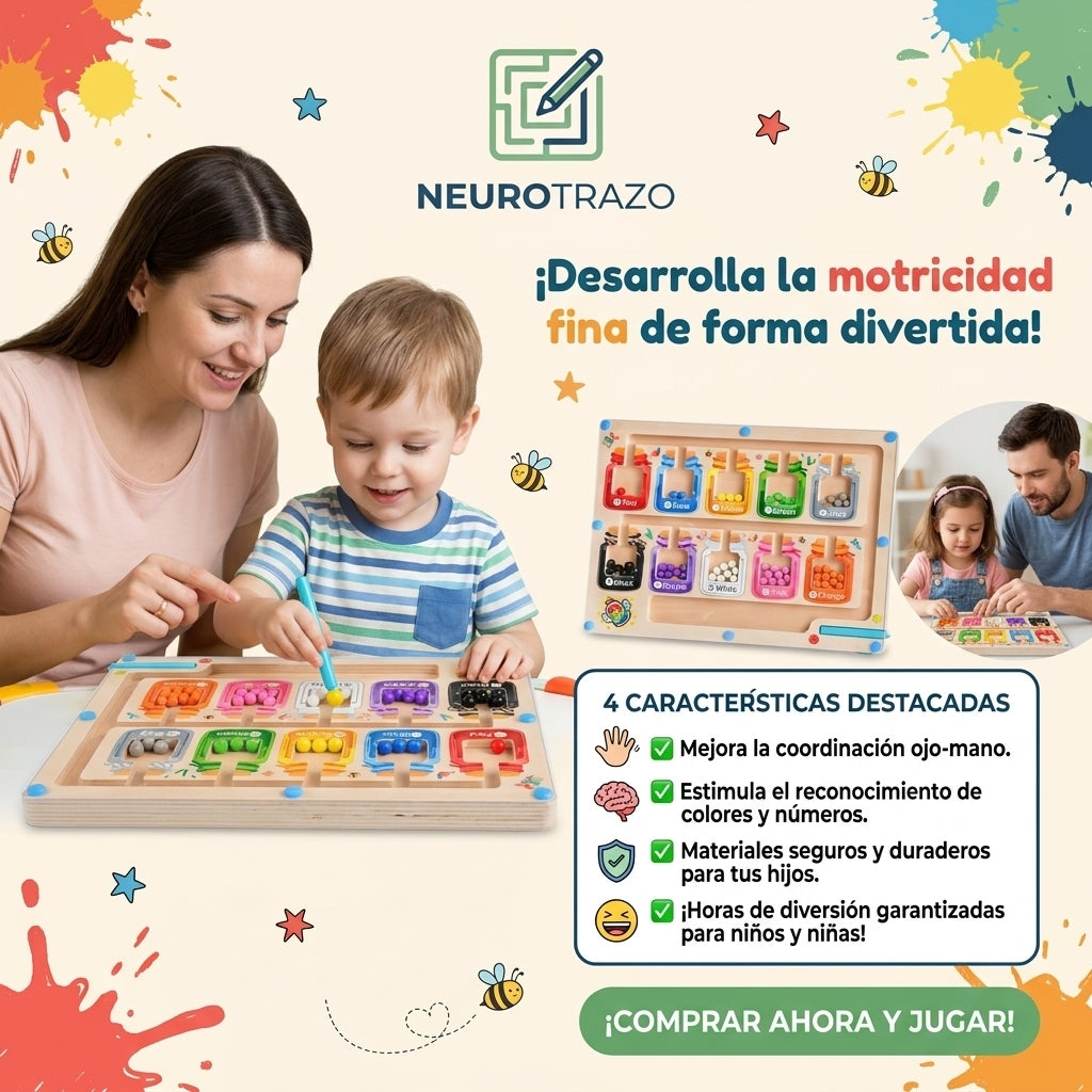 NEUROTRAZO®️: Juego Montessori de precisión y lógica para pequeños exploradores.