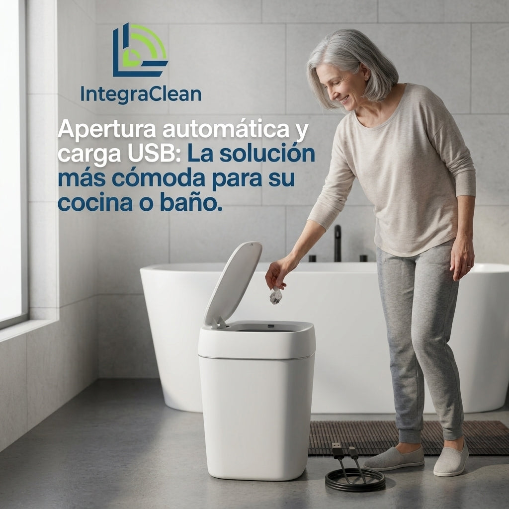 IntegraClean®️ - El basurero inteligente que redefine la higiene y la elegancia en su hogar.