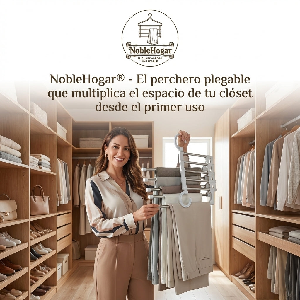NobleHogar®️ - Organiza tu clóset al instante con el perchero mágico para pantalones sin instalación