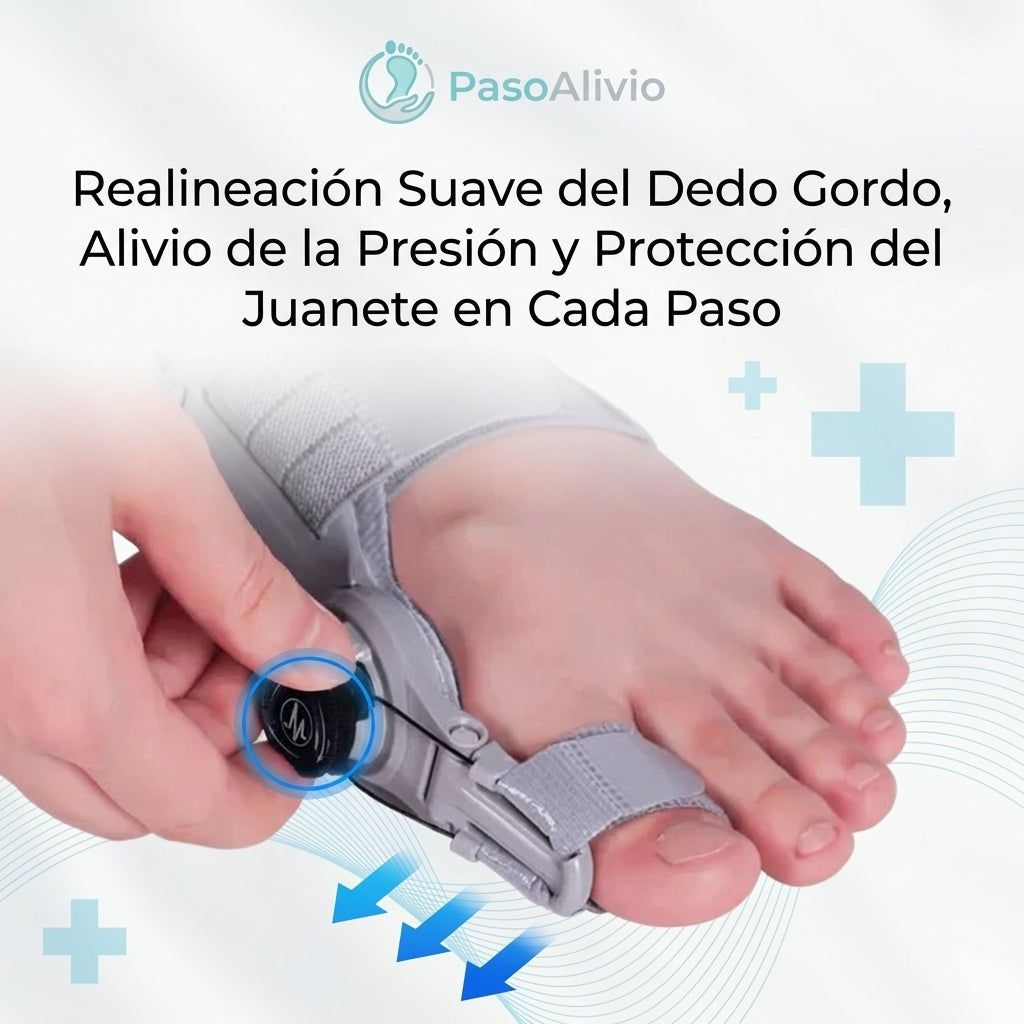 PasoAlivio®️ El Corrector de Juanetes Transpirable y Lavable que se Adapta a tu Pie y a tu Ritmo de Vida