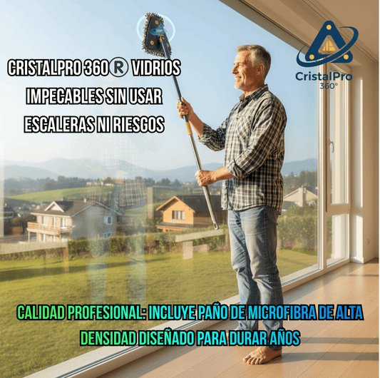 CristalPro 360®️ - Vidrios impecables y techos sin polvo, sin usar escaleras ni riesgos