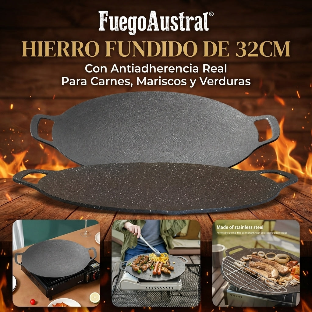 FuegoAustral® | Menos Aceite, Más Sabor y Limpieza en Minutos Para Casa, Patio y Camping