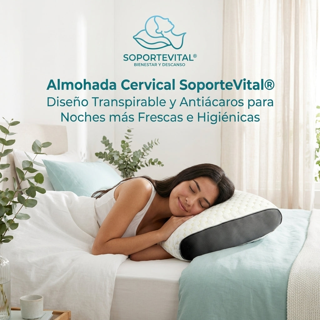 Almohada Cervical SoporteVital®️ Espuma Viscoelástica Certificada para un Descanso con Mayor Comodidad
