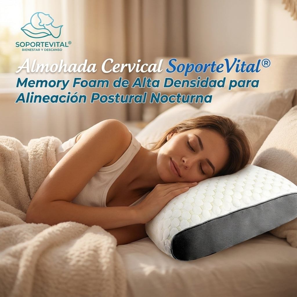 Almohada Cervical SoporteVital®️ Espuma Viscoelástica Certificada para un Descanso con Mayor Comodidad