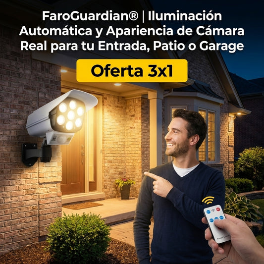 FaroGuardian®️ | El Foco Solar 2 en 1 que Ilumina y Simula una Cámara de Seguridad sin Gastar Luz Oferta 3x1