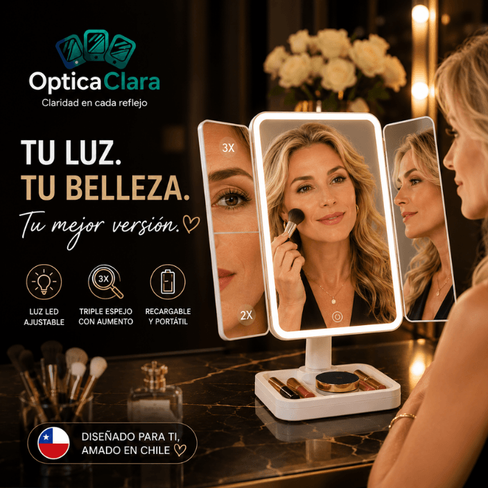 OPTICACLARA®️: Estilo, luz y organización en un solo espejo de alta gama.