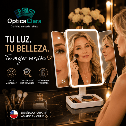 OPTICACLARA®️: Estilo, luz y organización en un solo espejo de alta gama.
