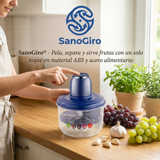 SanoGiro®️  Pela frutas pequeñas en segundos con rotación automática y hoja de acero inoxidable