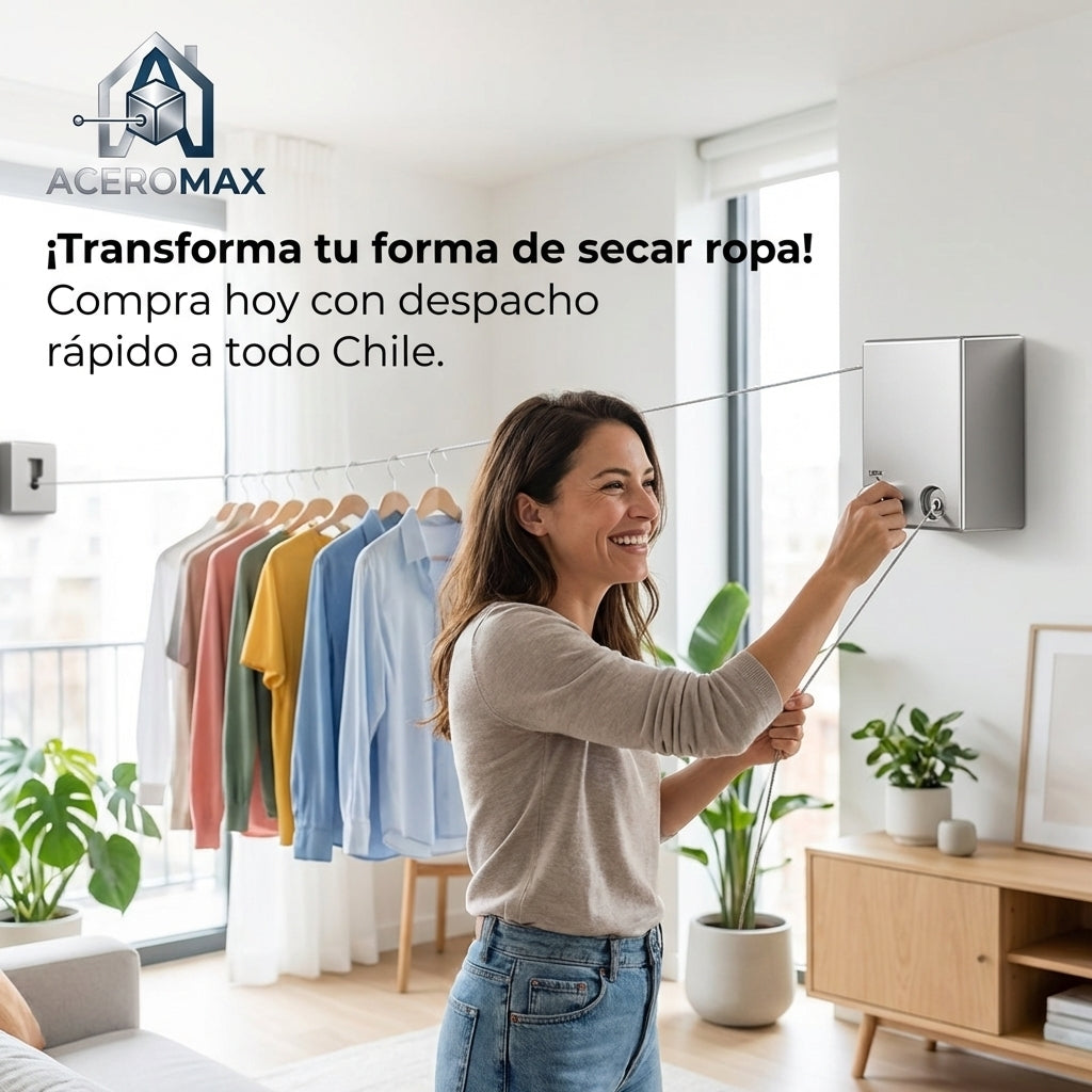 AceroMax®️ El Tendedero Retráctil de Pared que se Pliega en Segundos y Devuelve tu Espacio al Instante