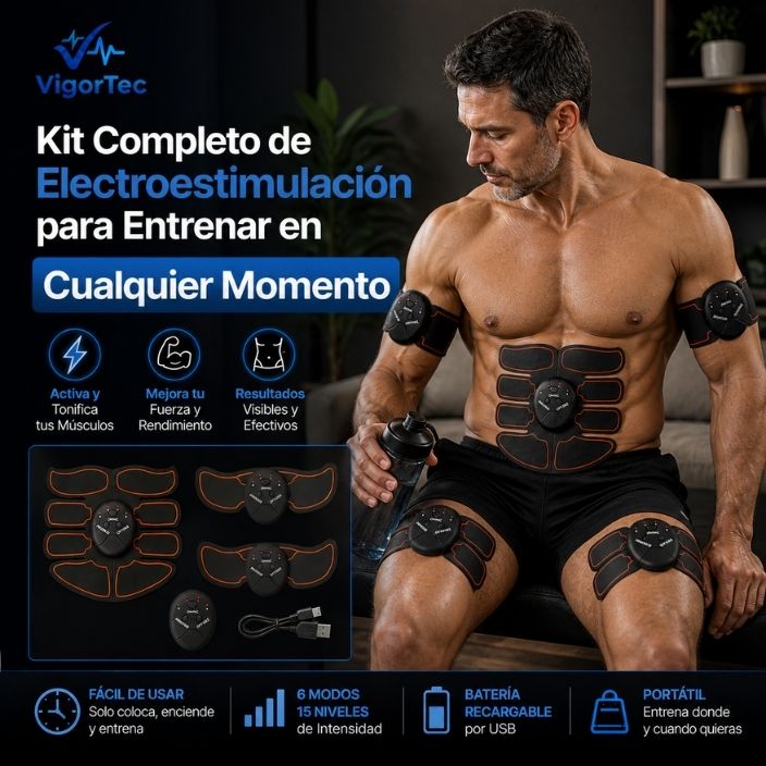 VIGORTEC®️ Electroestimulación Muscular 3 en 1 para Activar tu Cuerpo Donde Estés